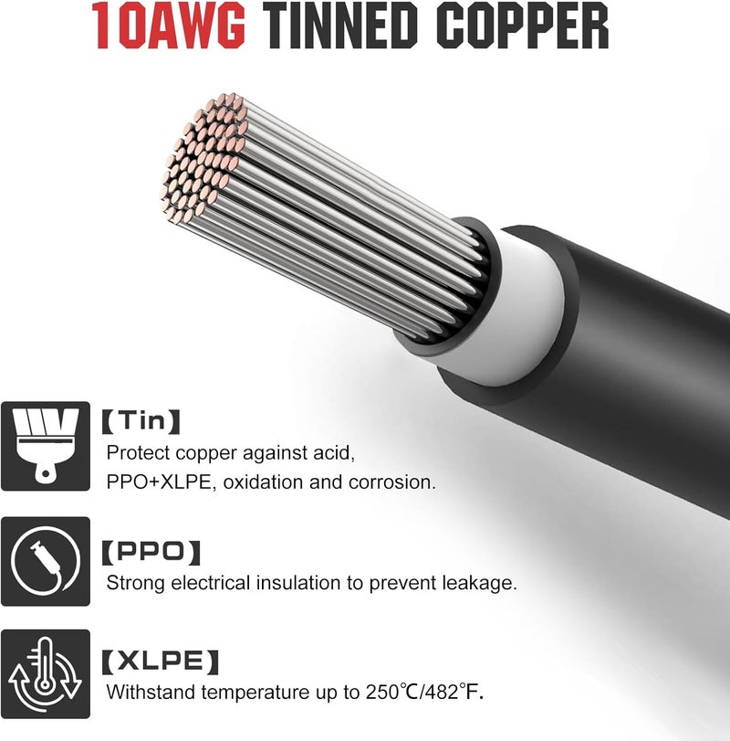 ECO-WORTHY 20FT 10AWG Solar Extension Cable 30A/1000V DC, IP67 Waterproof with Compatible Quick Connectors (Red+Black) for Solar Panels, Controllers, Off-Grid Systems - Image 2